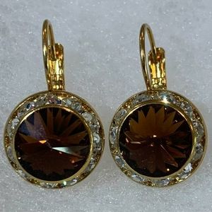 Swarovski coffee colored crystal earrings